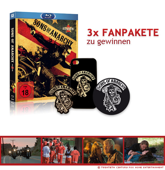 3x Sons of Anarchy - Staffel 2 Fanpakete zu gewinnen 3x Sons of Anarchy - Staffel 2 Fanpakete zu gewinnen